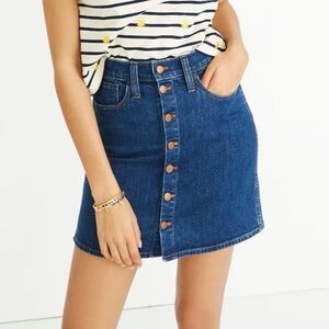 Madewell Stretch Denim Straight Mini Skirt in Arroyo Wash: Button-Front Edition‎